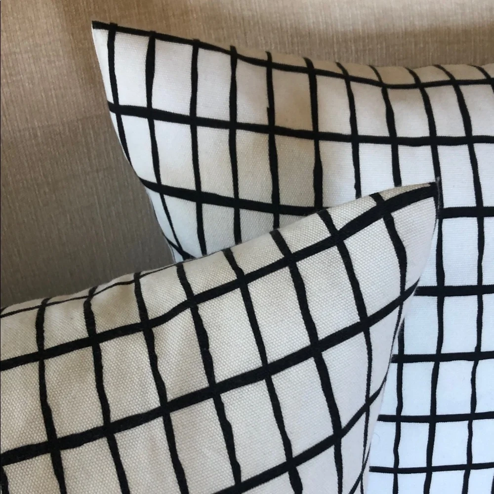 IKEA Black Grid Print Throw Pillows - Set of 2